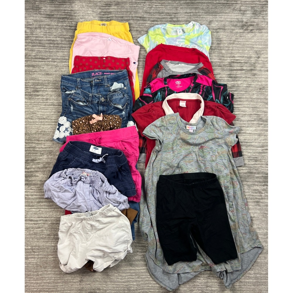 Lot of 17 Mixed Brand Clothing Girls 8 M Multicolor Tops Shorts Pants Bundle